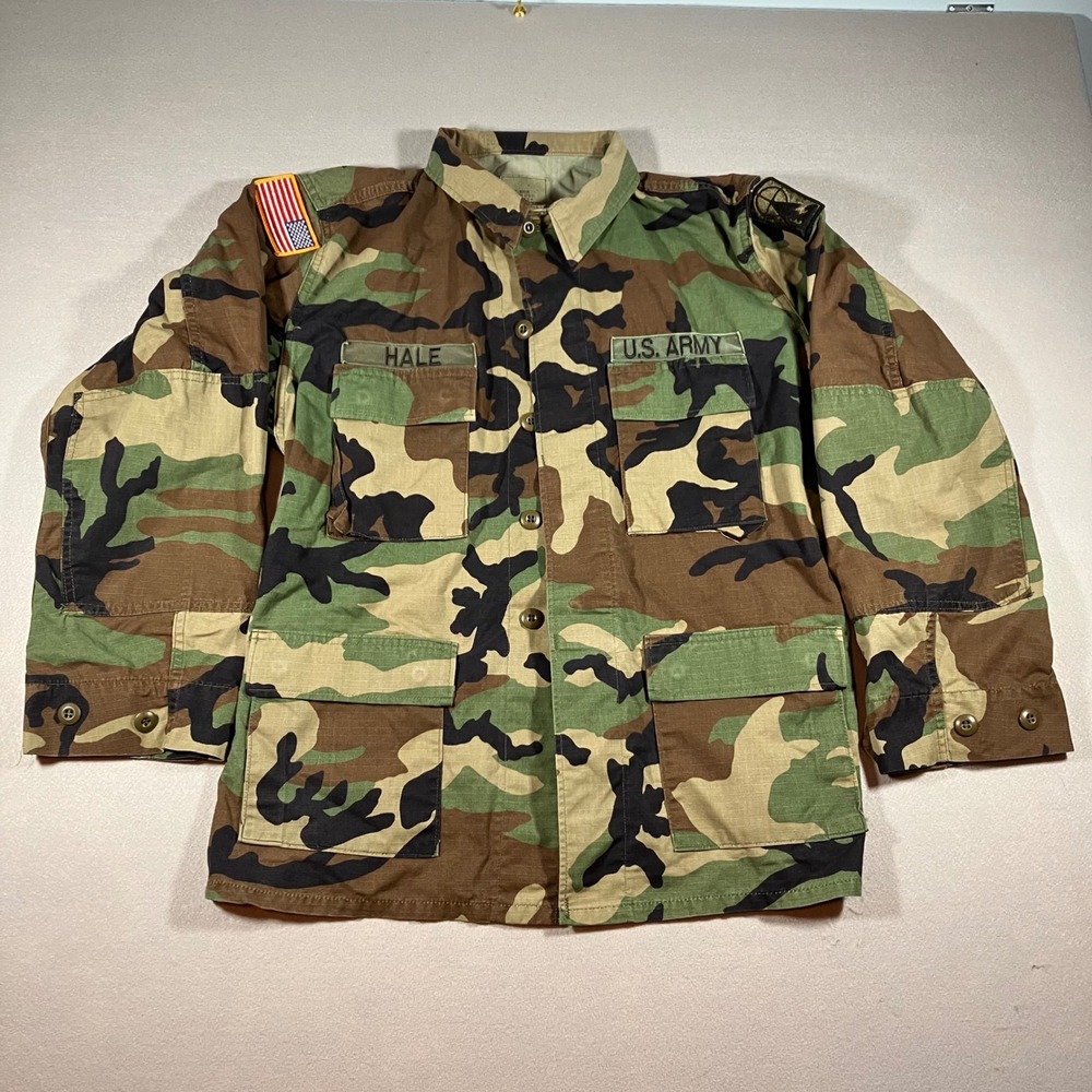 Vtg US Army Woodland Camo Combat Field Jacket Mens M R 157th Iron Brigade WI
